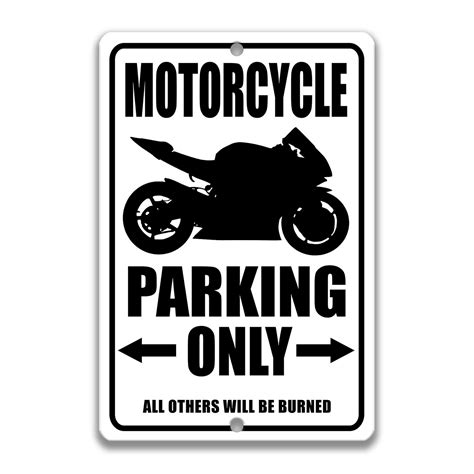 Motorcycle Parking Only Sign In 2022 Motorcycle Decor Parking Signs