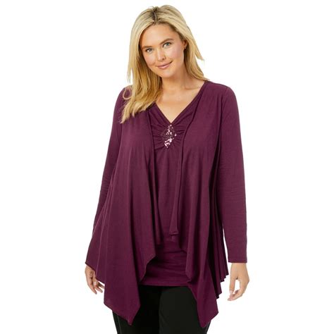 Woman Within Woman Within Womens Plus Size Layered Look Long Top
