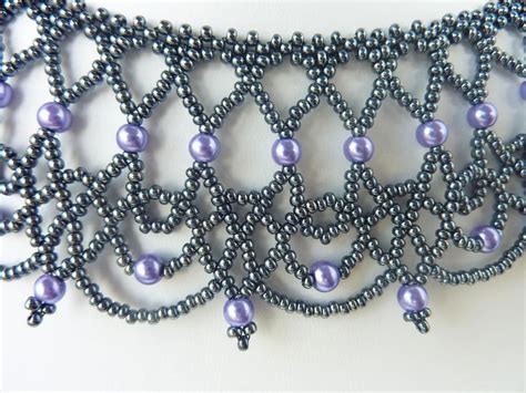 Diy Jewelry Free Beading Pattern For An Elegant Beaded Lace Necklace