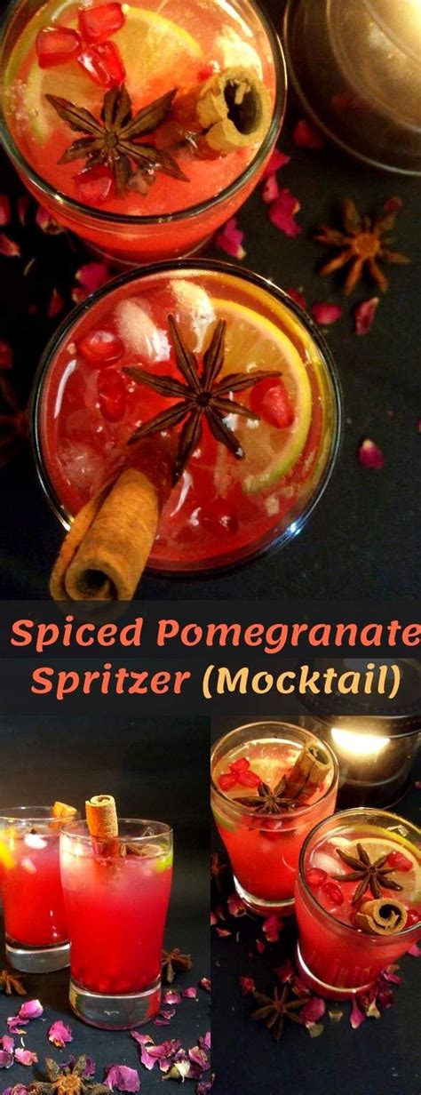 Spiced Pomegranate Spritzer Mocktail Spoons Of Flavor Recipe