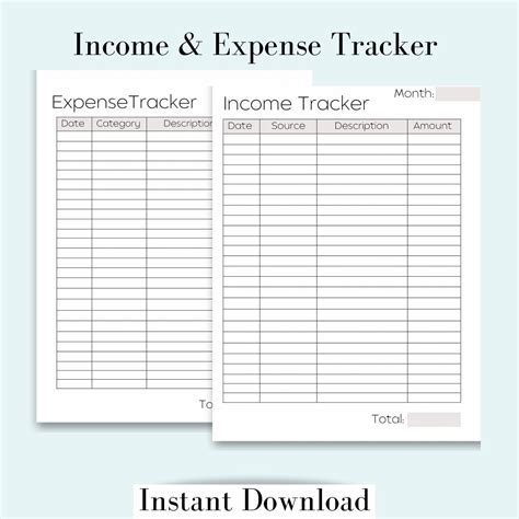 Income And Expense Tracker Printable Money Tracker Financial Tracker