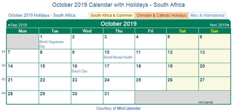 October 2019 Calendar With Holidays Usa Uk Canada India Australia