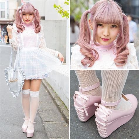 Rinangel42 On The Street In Harajuku With Lilac Twin Tails A Kokokim Sheer Apron Over A Katie