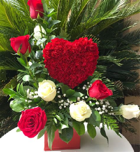 Beautiful Red Heart With Roses White And Red Roses Love