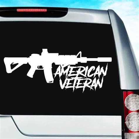 American Veteran Machine Gun Vinyl Car Truck Window Decal Sticker