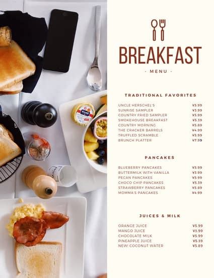 Customize 62 Breakfast Menu Templates Online Canva