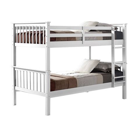 Walker Edison Solid Wood Twin Over Twin Mission Design Bunk Bed White