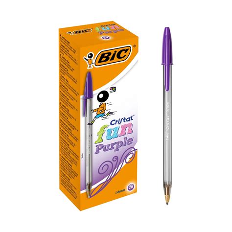 He1319163 Bic Cristal Fun Ballpoint Pen Purple Pack Of 20