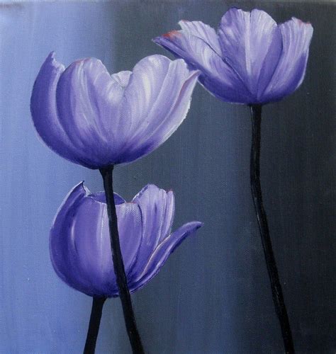 Purple Tulips Acrylic Painting Flower Art Painting Flower Painting
