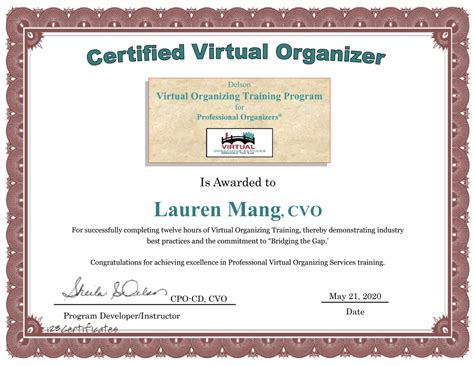 Certified Virtual Organizer Certificate Let Me Organize It