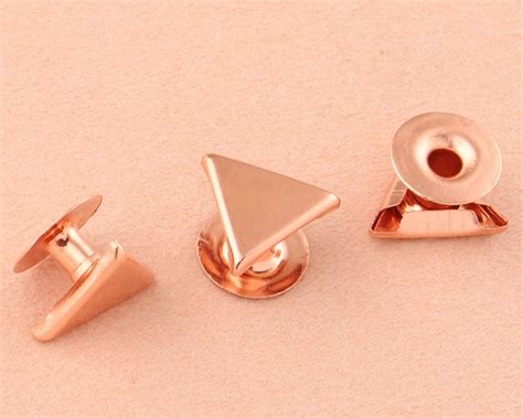 11mm Rose Gold Double Cap Rivetstriangle Metal Button Round Etsy