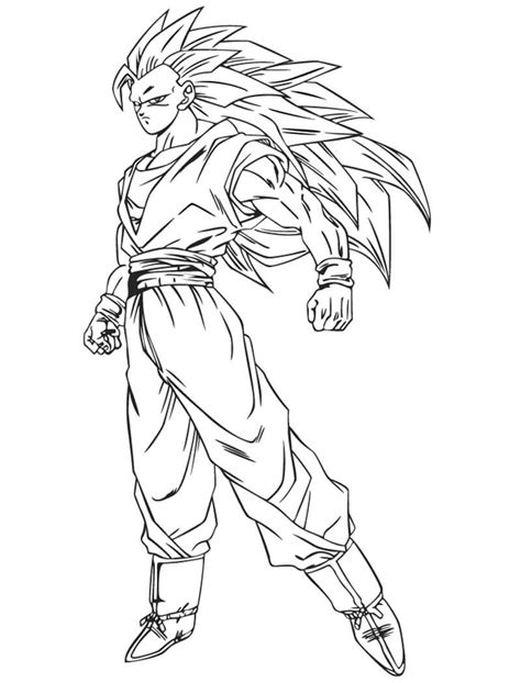 Tô Màu Son Goku Siêu Saiyan 3 Trang Tô Màu Cho Bé