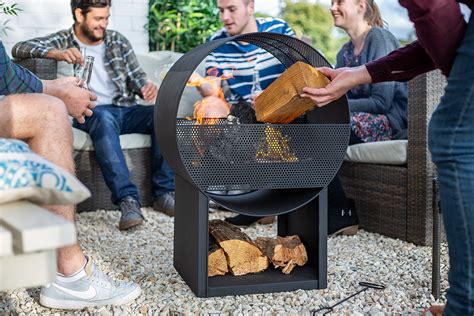 Contemporary Steel Firepit With Log Store Uk