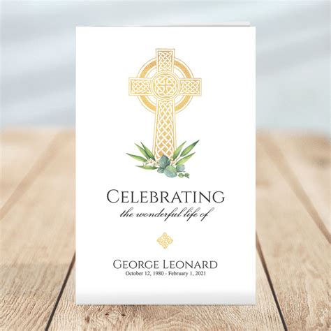 Classic Cross Funeral Program Template Elegant Memori