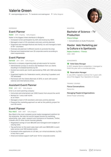 Free Event Planner Resume Templates