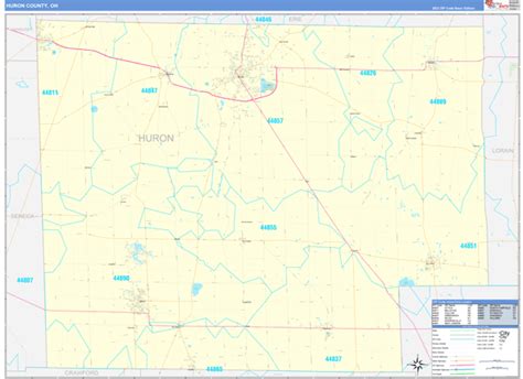 Huron County Oh Zip Code Wall Map Basic Style By Marketmaps Mapsales