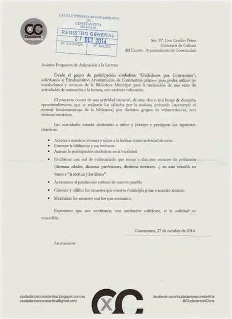 Modelo De Carta Solicitud Al Ayuntamiento 2022