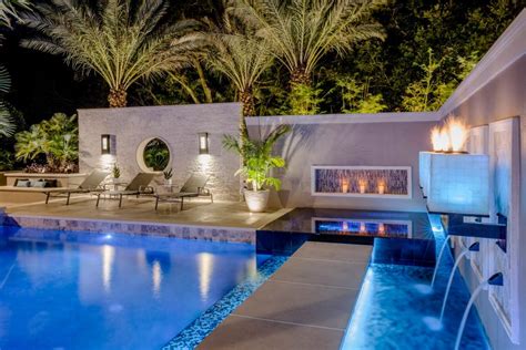 Tropical Pool With Sunken Fire Pit Seating Area Hgtv