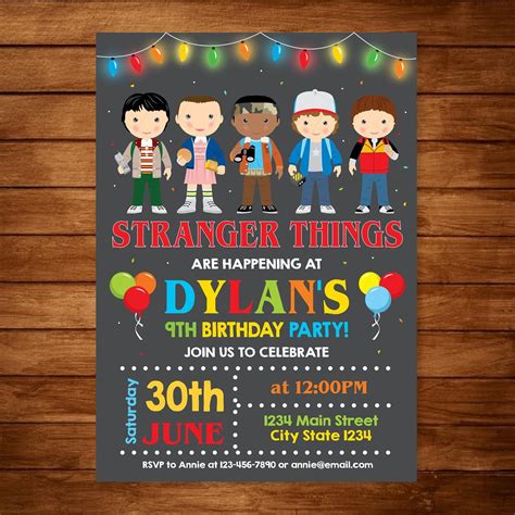 Editable Stranger Things Birthday Invitation Stranger Things Etsy