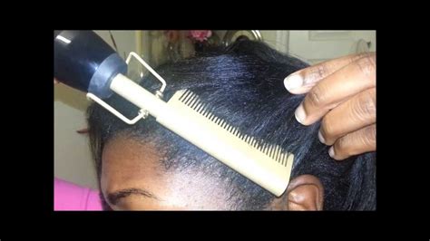 How I Use A Straightening Comb On New Growth Relaxed Hair Youtube