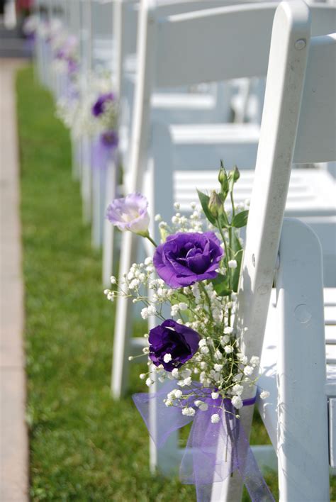 Purple Wedding Lisianthus Outdoor Wedding Chair Decor Babys Breath