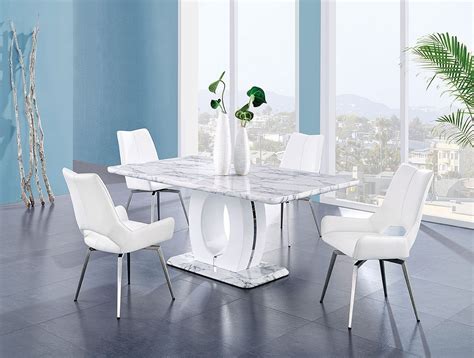 Many styles, sizes, colors & decor to choose from. D894 Dining Room Set w/ White Swivel Chairs by Global ...