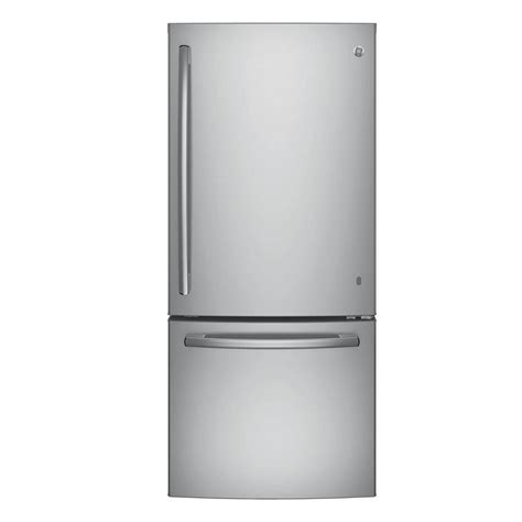 Ge 21 Cu Ft Bottom Freezer Refrigerator In Stainless Steel Energy
