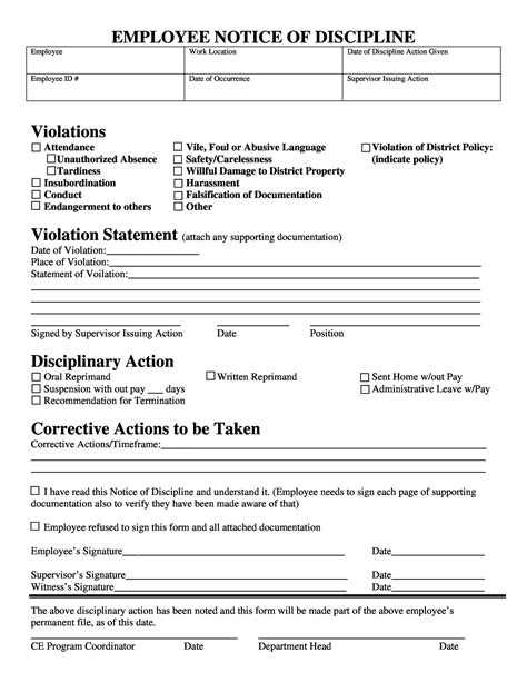 Printable Employee Write Up Form Customize And Print