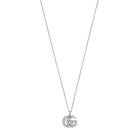 Gucci Gg Running White Gold Small Diamond Necklace Jr Dunn Jewelers