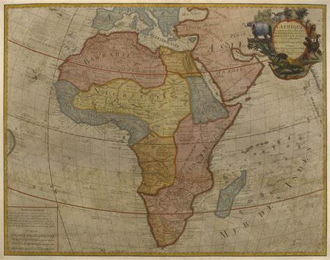 Map Of Africa Published In 1700 Paris Colour Engraving