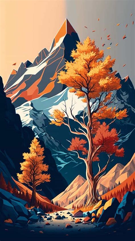 Mountain Tree Scenery Digital Art Iphone Wallpaper Hd Iphone