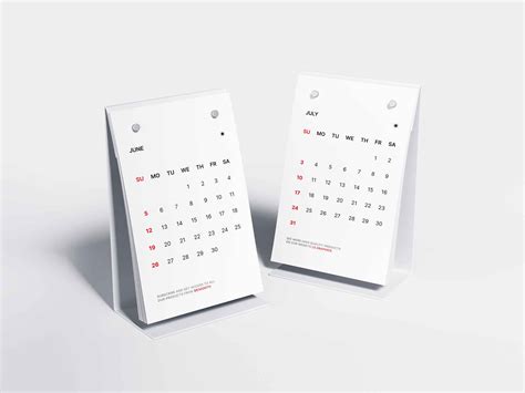 Free Modern Desk Calendars Mockup Psd