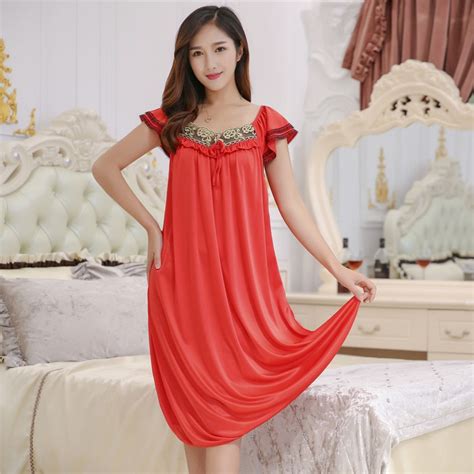 Female Summer Dress Plus Size 4xl Nightgowns Nightdress Women Sexy Silk
