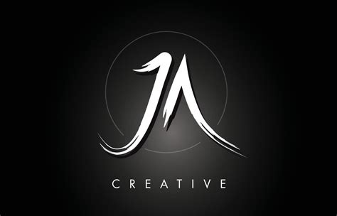 Ja J A Brushed Letter Logo Design With Creative Brush Lettering Texture