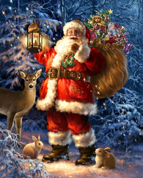Woodland Santa By Dona Gelsinger Santa Christmas Christmas Scenes