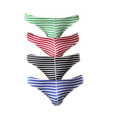 4pcslot Men Briefs Underwear Sexy Striped Breathable Modal Briefs
