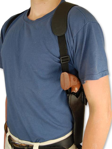 Leather Vertical Shoulder Holster For 4 Revolvers Barsony Holsters