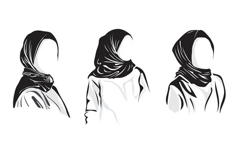 Vector Silhouette Drawing Of Muslim Woman With Hijab 7164117 Vector Art