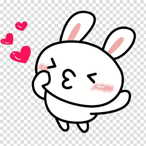 Cartoon Cartoon White Rabbit Kiss Transparent Background Png Clipart