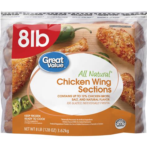 Great Value Chicken Wing Sections 8 Lb Frozen Walmart