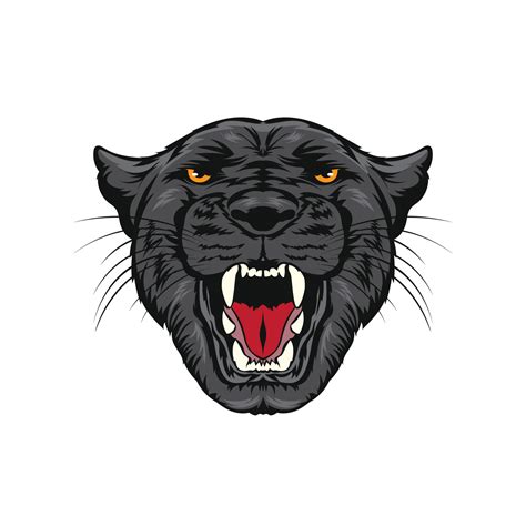 Angry Panther Face Vector Illustration In Retro Comic Color Style