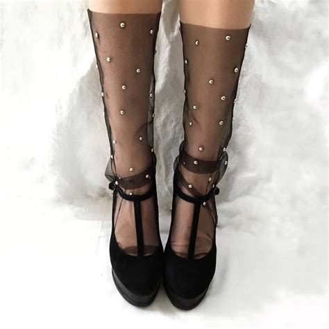 Tulle Socks Sheer Socks Socks With Crystals Clothes Etsy