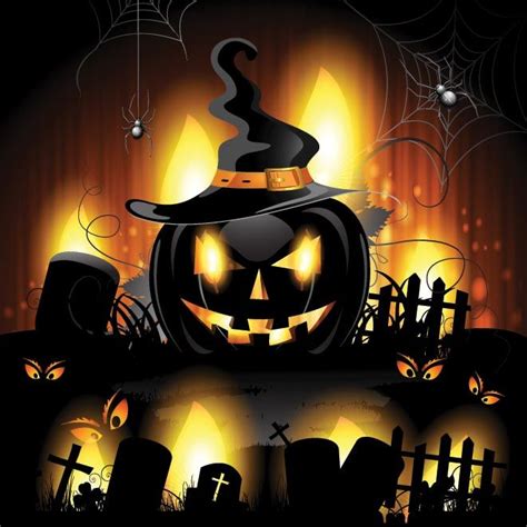 Free Vector Glowing Spooky Pumpkin Halloween Wallp By Cgvector