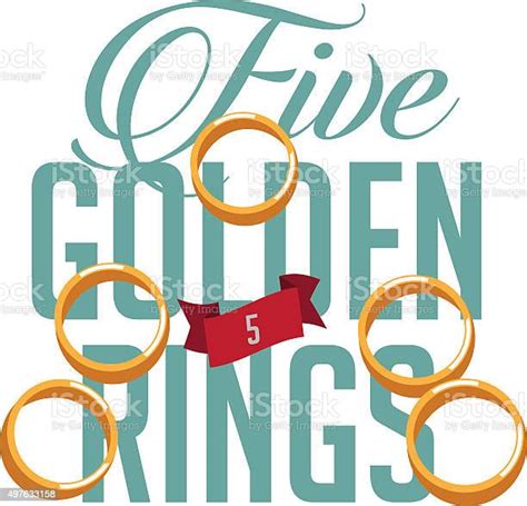 Five Golden Rings Eps 10 Vector Illustration Stock Illustration