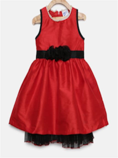 Buy 612 League Girls Red Solid Fit And Flare Dress Dresses For Girls