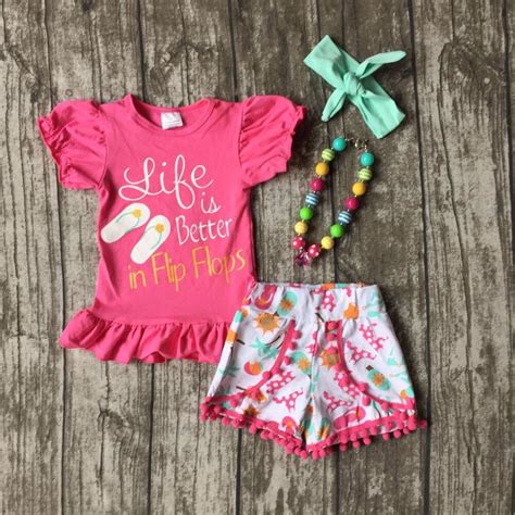 Baby Girls Shorts Sets Boutique Outfit Hot Pink Libe Is Better In Flip