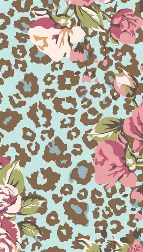 Blue Pink Leopard Print Floral Iphone Phone Background Lock Screen