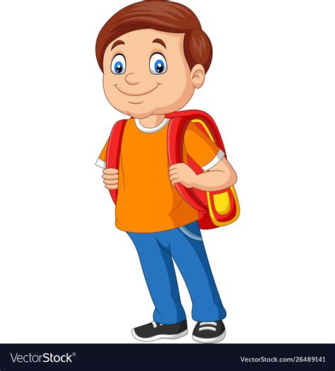 Cartoon School Boy With A Backpack Royalty Free Vector Image