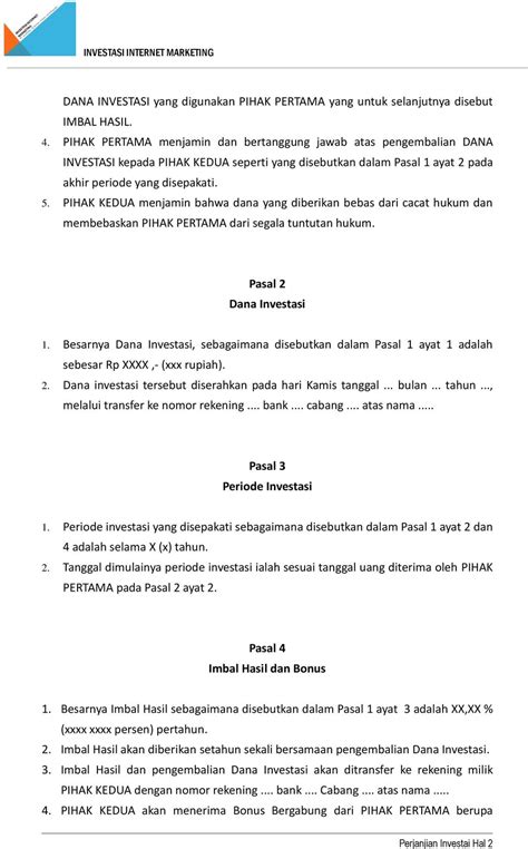 Demikianlah surat perjanjian kerjasama ini dibuat dalam. 7+ Contoh Surat Perjanjian Kerjasama Investasi Serta Pasal ...
