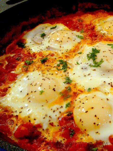 Eggs Poached In Spicy Tomato Sauce Or Shakshouka Good Dinner Mom